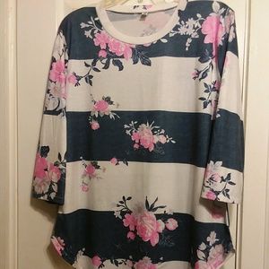 Stripe and floral print top